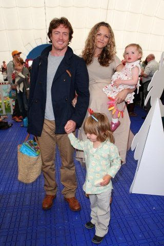 Toby Stephens with wife Anna-Louise Plowman and kids